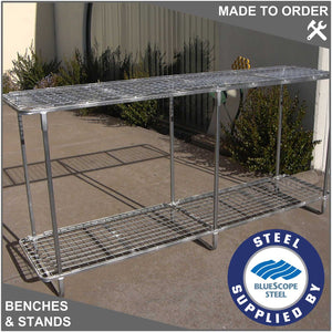 Double Layer Flat Plant Bench with Heavy Duty Wheels